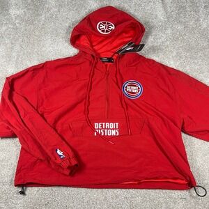 Detroit Pistons Red NBA Pro Standard Womens Pullover Anorak Hoodie Jacket M
